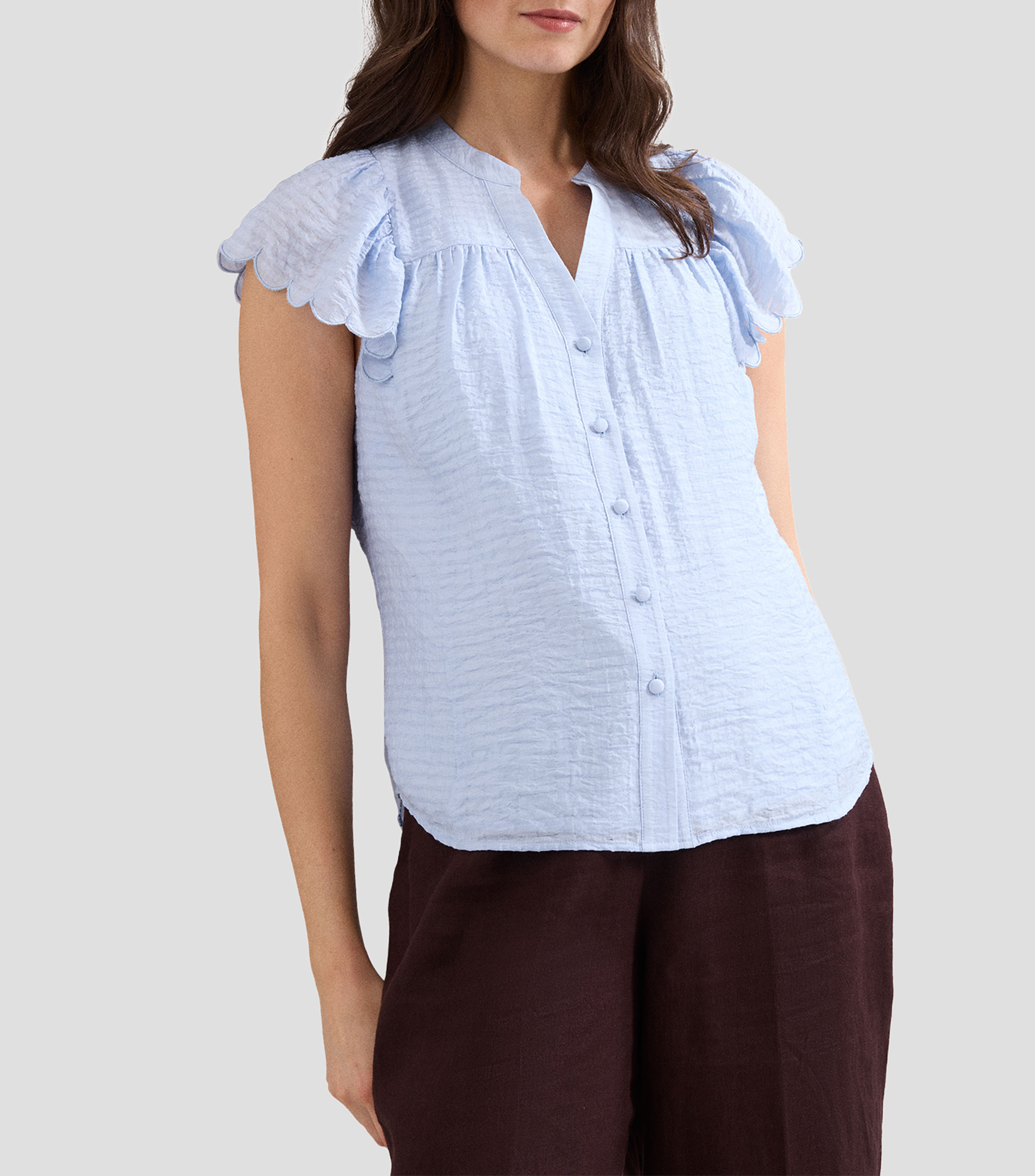 Blusa lisa manga corta Mujer